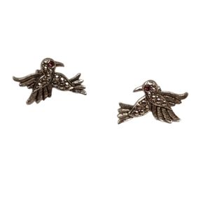 Vintage Avon Silver Tone Hummingbird Earrings